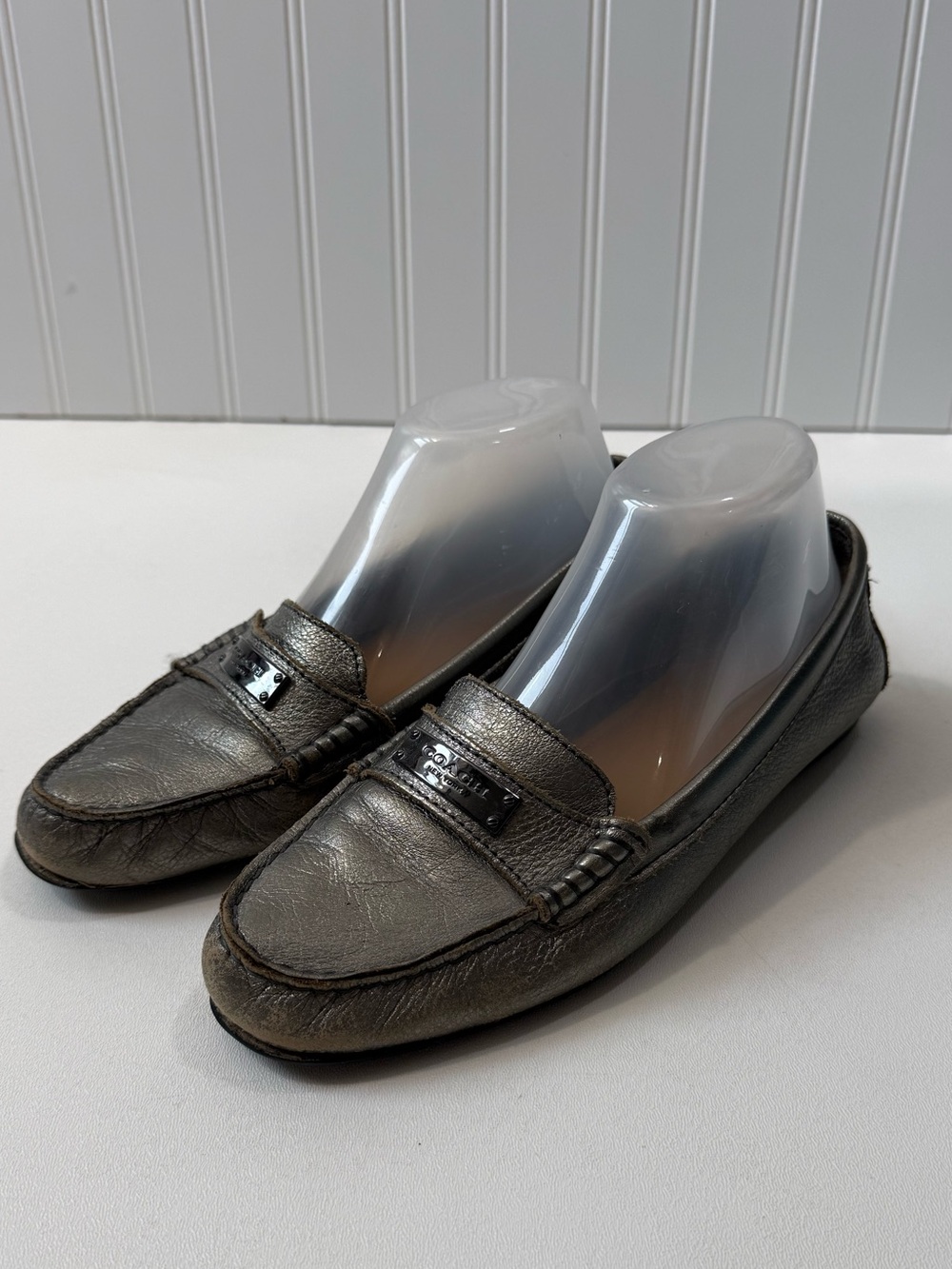 Coach Fredrica Metallic Leather Loafers Driving Moccasins Womens Size 8
